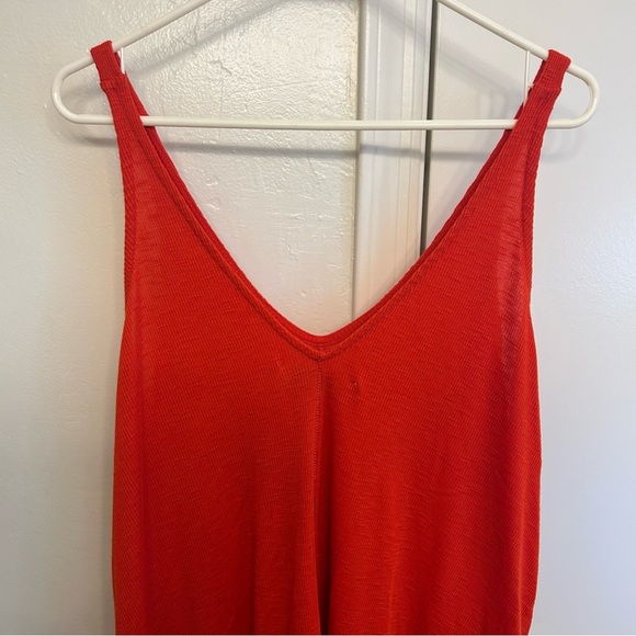 FP Beach by Free People Ribbed V-Neck Tank Dress Orange Red Size Small - Picture 10 of 11